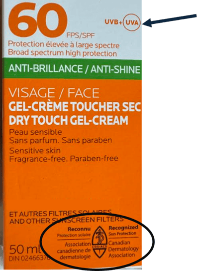 Example of dermatologist recommended labelling.